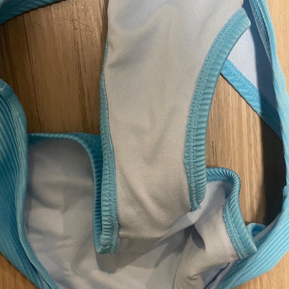 Bright Blue Ribbed Bikini Set-See Measurements - Picture 6 of 8